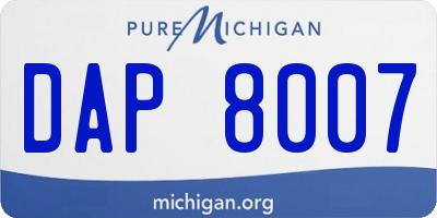 MI license plate DAP8007