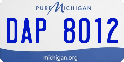 MI license plate DAP8012