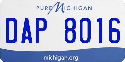 MI license plate DAP8016