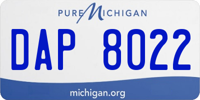 MI license plate DAP8022