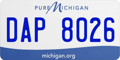 MI license plate DAP8026