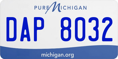 MI license plate DAP8032