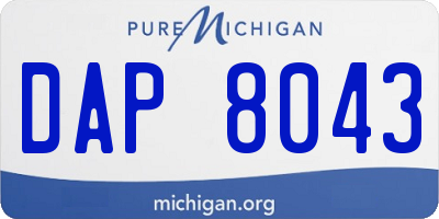 MI license plate DAP8043