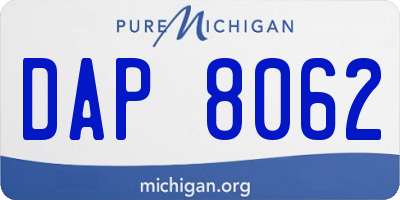 MI license plate DAP8062