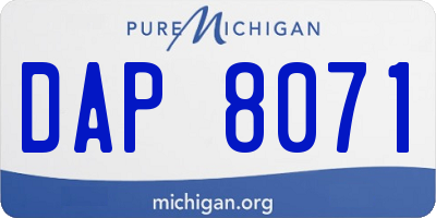 MI license plate DAP8071