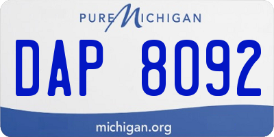 MI license plate DAP8092