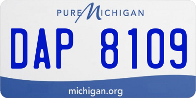 MI license plate DAP8109