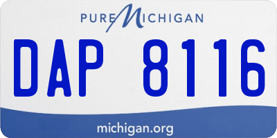 MI license plate DAP8116