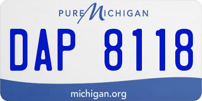 MI license plate DAP8118