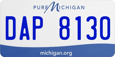 MI license plate DAP8130