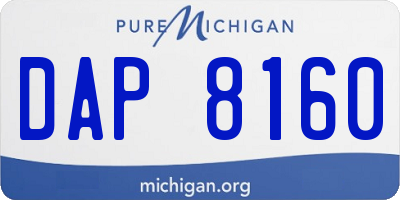 MI license plate DAP8160