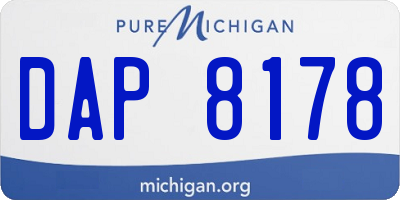 MI license plate DAP8178