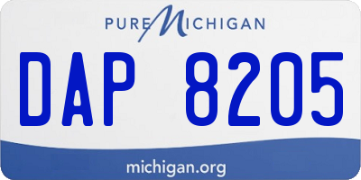 MI license plate DAP8205