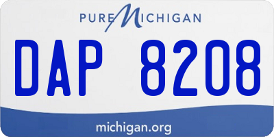 MI license plate DAP8208