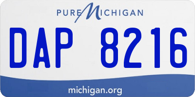 MI license plate DAP8216