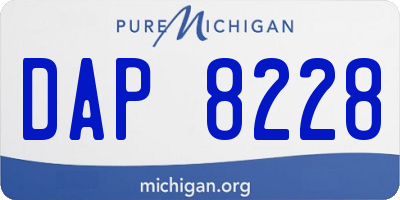 MI license plate DAP8228