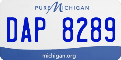 MI license plate DAP8289