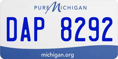 MI license plate DAP8292