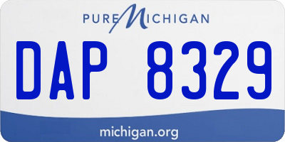 MI license plate DAP8329