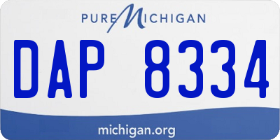 MI license plate DAP8334