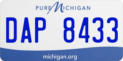MI license plate DAP8433