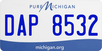 MI license plate DAP8532