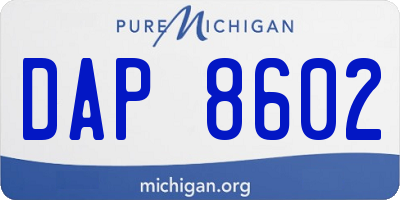 MI license plate DAP8602