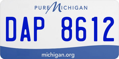 MI license plate DAP8612