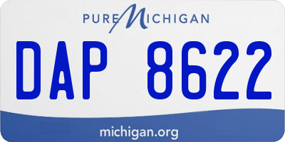 MI license plate DAP8622