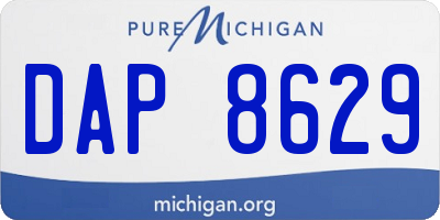 MI license plate DAP8629