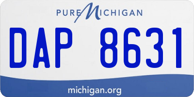 MI license plate DAP8631