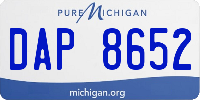 MI license plate DAP8652