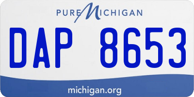 MI license plate DAP8653