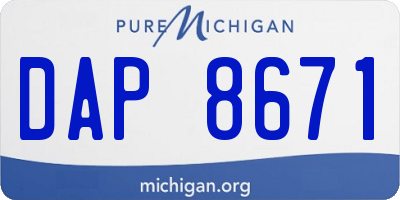 MI license plate DAP8671
