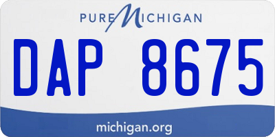 MI license plate DAP8675