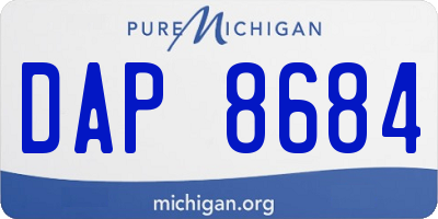MI license plate DAP8684