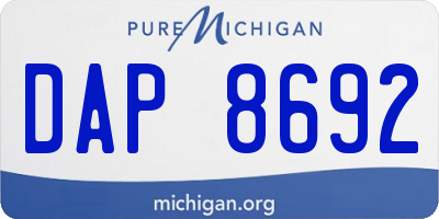 MI license plate DAP8692