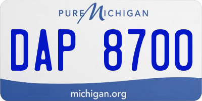 MI license plate DAP8700