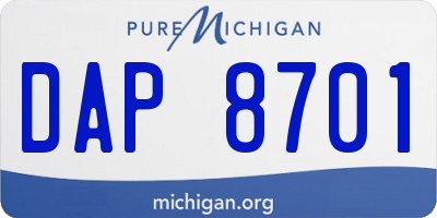 MI license plate DAP8701