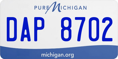 MI license plate DAP8702