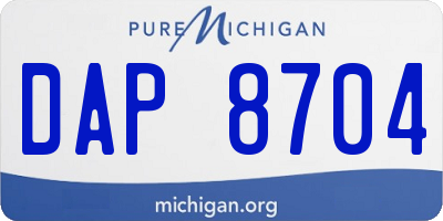 MI license plate DAP8704