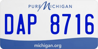 MI license plate DAP8716