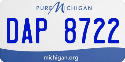 MI license plate DAP8722