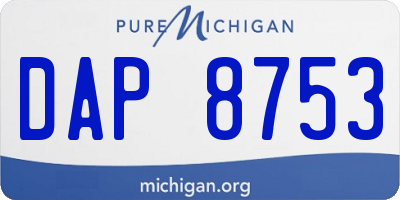 MI license plate DAP8753