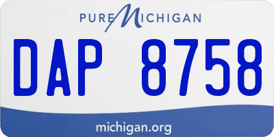 MI license plate DAP8758
