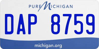 MI license plate DAP8759