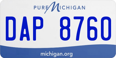 MI license plate DAP8760