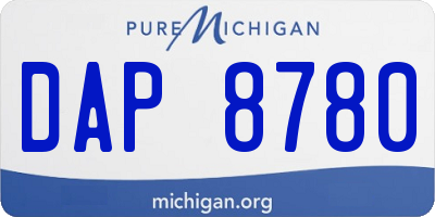 MI license plate DAP8780