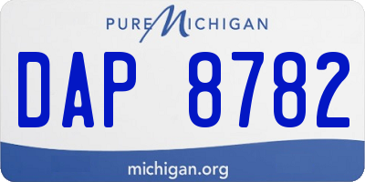 MI license plate DAP8782