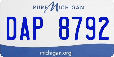 MI license plate DAP8792